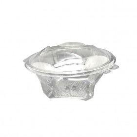 Round plastic salad bowl with hinged lid 500cc