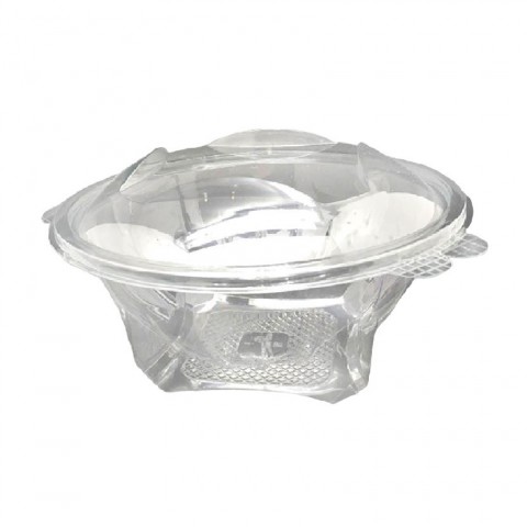 Round plastic salad bowl with hinged lid (750cc)