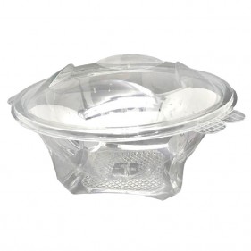 Insalatiera rotonda in plastica con coperchio a cerniera (1000cc)