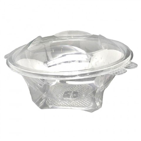 Insalatiera rotonda in plastica con coperchio a cerniera (1000cc)