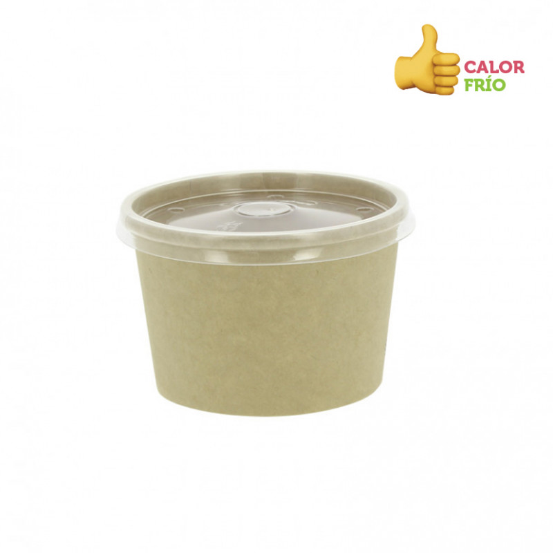 Envase de cartón BIO Kraft estancos con tapa PP (300ml) Envase de cartón BIO Kraft estancos con tapa PP (300ml)