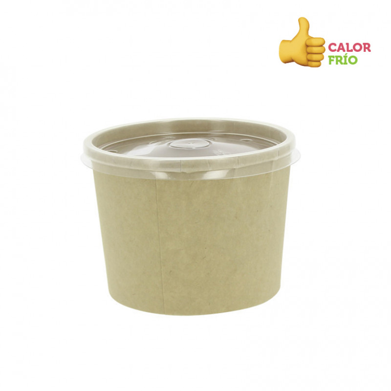 Envase de cartón BIO Kraft estancos con tapa PP (350ml) Envase de cartón BIO Kraft estancos con tapa PP (350ml)