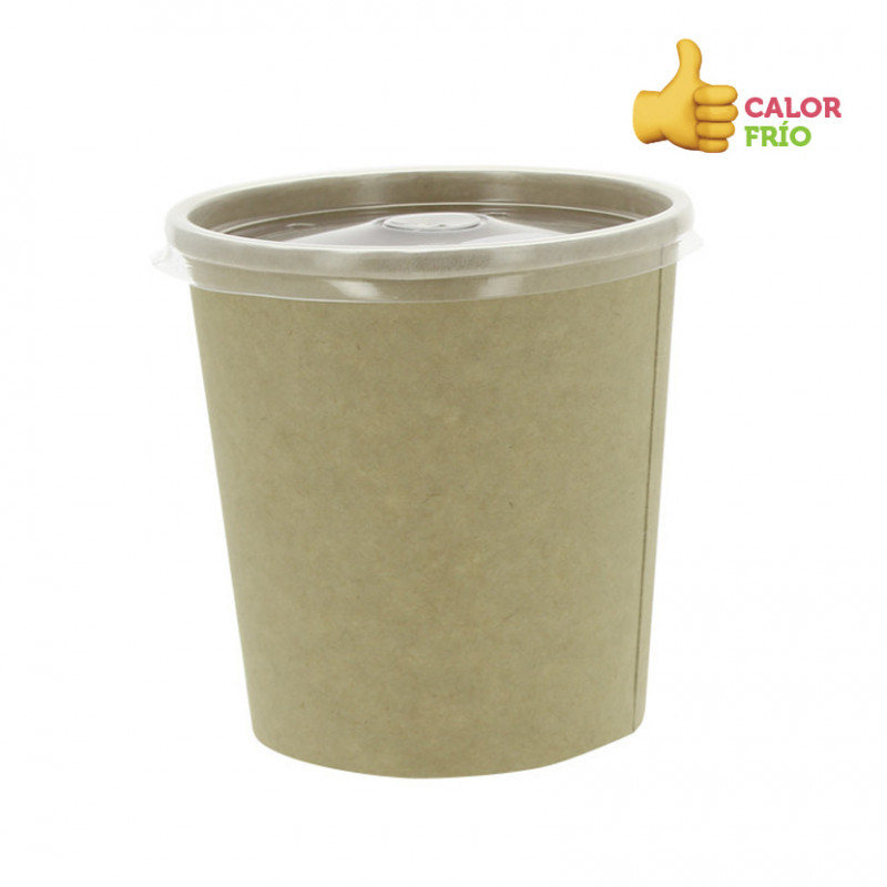 Envase de cartón BIO Kraft estancos con tapa PP (470ml) Envase de cartón BIO Kraft estancos con tapa PP (470ml)