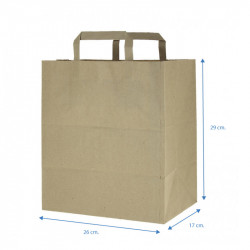 Bolsas de papel kraft reciclado asas planas (26+17x29cm)