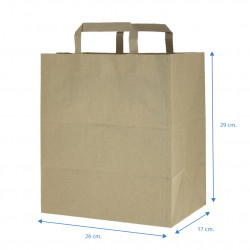 Bolsas de papel kraft reciclado asas planas (26+17x29cm)