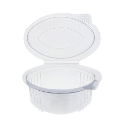 Saucière en PET recyclable avec couvercle à charnière (80cc)