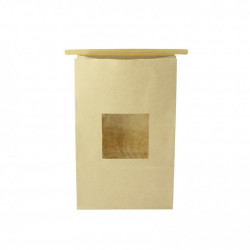 Bolsa de papel kraft con ventana y cierre hermético (15+7x23cm)