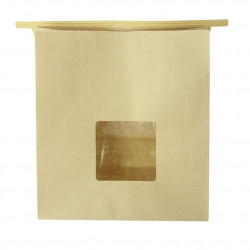 Bolsa de papel kraft con ventana y cierre hermético (20+8x23cm)