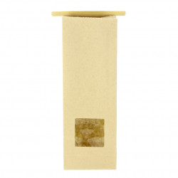 Saco de papel Kraft com janela e fecho semi-hermético alongado