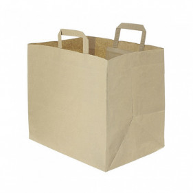 Bolsas de papel reciclado kraft fondo ancho y altas (32+21x33cm)