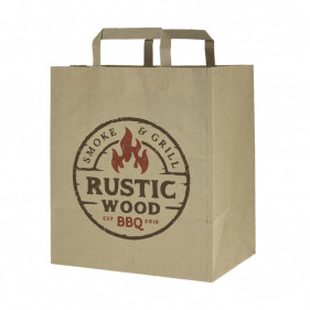 Bolsas de papel kraft reciclado asas planas (26+17x29cm) Impresa 1 cara color