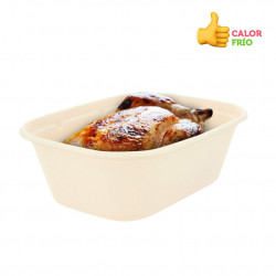 Envases biodegradables fibra kraft para pollo asado 1300cc