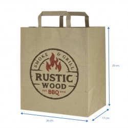Bolsas de papel kraft reciclado asas planas (26+17x29cm) Impresa 1 cara color
