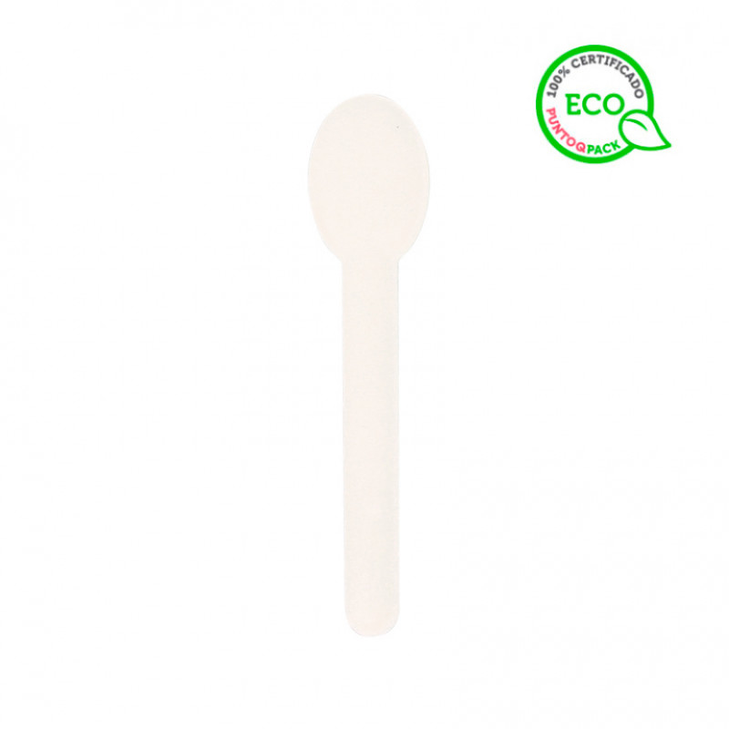 Cuchara de fibra compostable blanca (16cm) Cuchara de fibra compostable blanca (16cm)