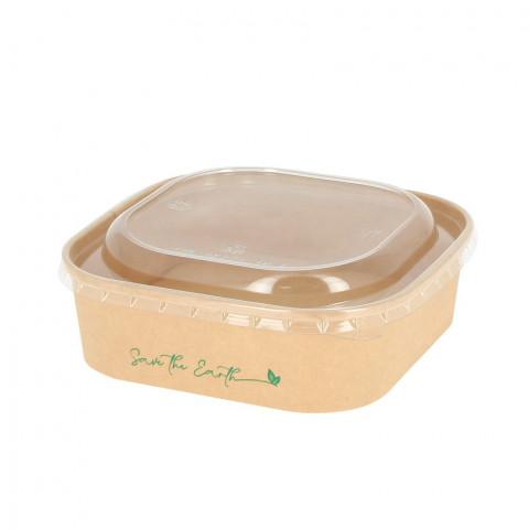 Recipientes kraft com tampa RPET à prova d'água (1000cc)