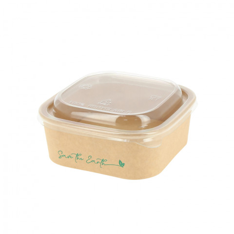 Recipientes kraft com tampa RPET à prova d'água (500cc)