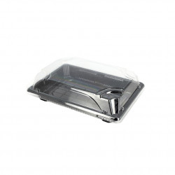 Recyclable PS sushi trays with anti-fog lid (16x11.5x4.5cm)
