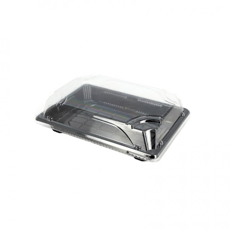 Recyclable PS sushi trays with anti-fog lid (16x11.5x4.5cm) Recyclable PS sushi trays with anti-fog lid (16x11.5x4.5cm)