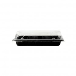 Recyclable PS sushi trays with anti-fog lid (16x11.5x4.5cm)