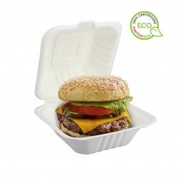 Scatole per hamburger in fibra bianca (10x10x8cm)