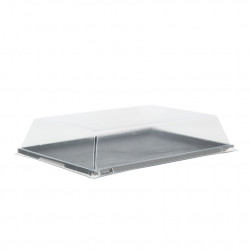 Coperchio in RPET per vassoio riutilizzabile in PS effetto ardesia (27,5x18,5x6 cm)