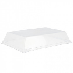 RPET lid for reusable slate effect PS tray (32x24x6 cm)