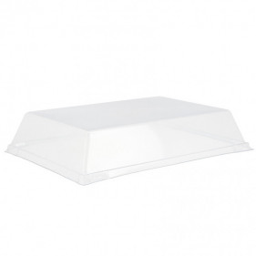 RPET lid for reusable slate effect PS tray (32x24x6 cm)