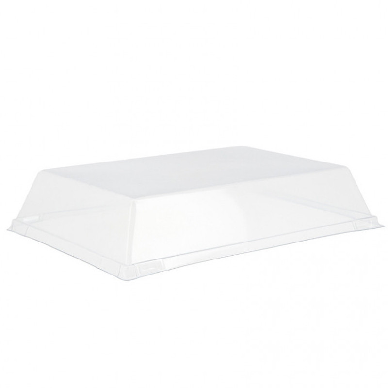RPET lid for reusable slate effect PS tray (32x24x6 cm)