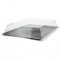 RPET lid for reusable slate effect PS tray (32x24x6 cm)