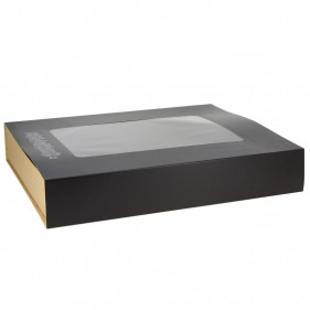 Catering tray with BIO ECO slate-kraft effect lid (35x29x6cm)