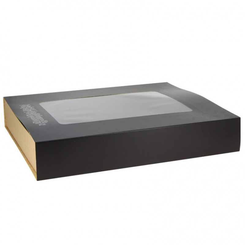 Bandeja de catering com tampa BIO ECO efeito ardósia-kraft (35x29x6cm)