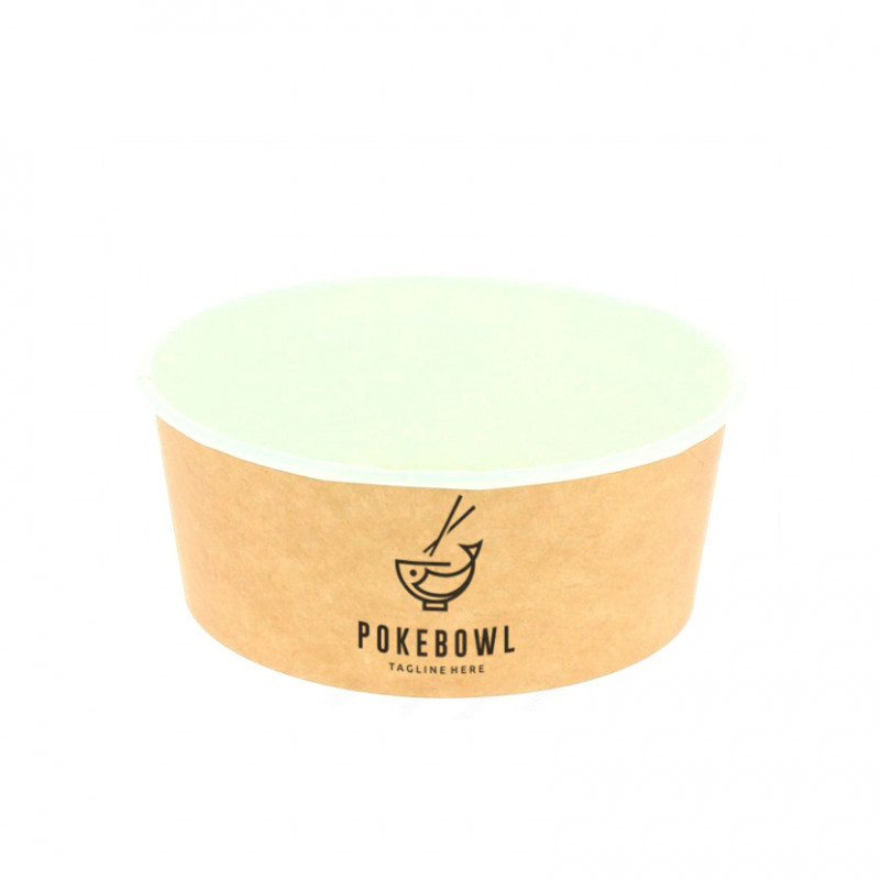 Tarrina bowl poke de cartón con tapa (750ml) Personalizada 1 Tinta Tarrina bowl poke de cartón con tapa (750ml) Personalizada 1 Tinta