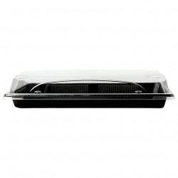 Recyclable PS sushi trays with anti-fog lid (15x24cm)