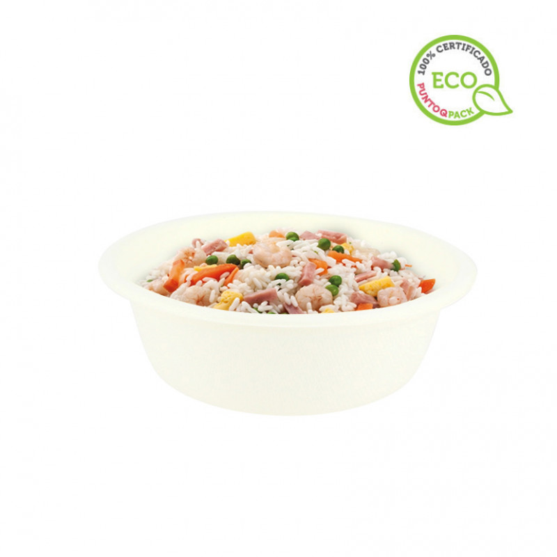 Tigela de fibra branca bio compostável (350ml)