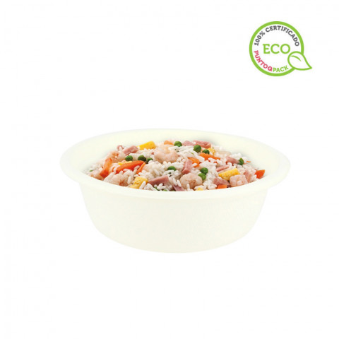 Bowl de fibra blanco bio compostable (350ml)