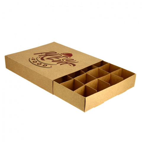 Cajas para llevar croquetas de cartón kraft 20u (25x22x5,5cm) Personalizada 
