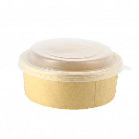 Kraft cardboard salad bowl with PP lid (550cc)