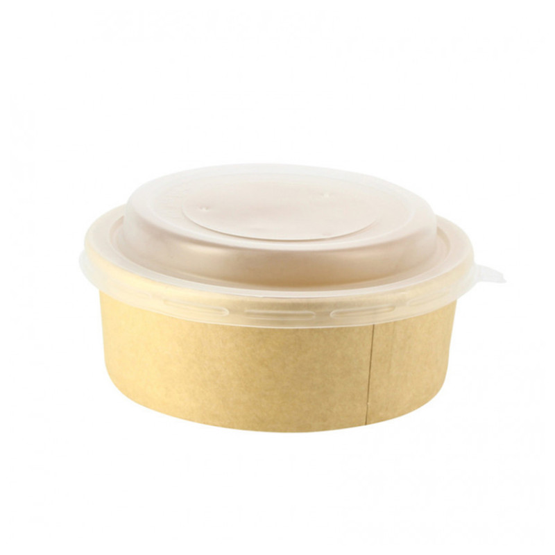 Saladier en carton kraft avec couvercle PP (550cc) Saladier en carton kraft avec couvercle PP (550cc)