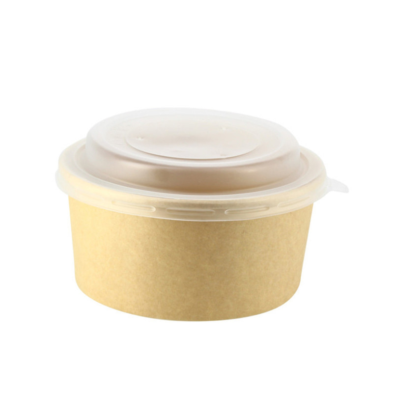 Kraft cardboard salad bowl for poke with PP lid (750cc)