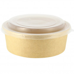 Kraft cardboard salad bowl with PP lid (1250cc)