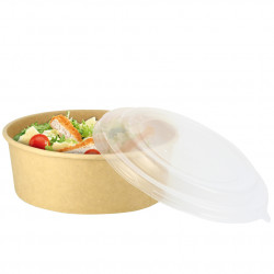 Kraft cardboard salad bowl with PP lid (1250cc)