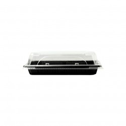 Recyclable PS sushi trays with anti-fog lid (16x9.5cm)