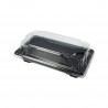 Mini recyclable PS sushi trays with anti-fog lid (16.5x9x4cm)