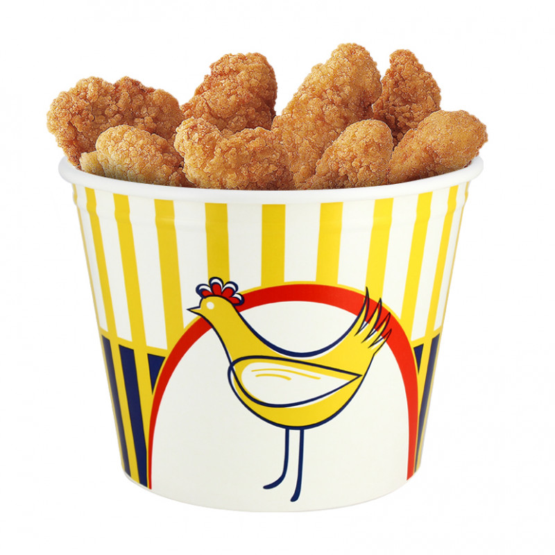 Cubes de poulet frit avec couvercle dessin jaune (4500cc) Cubes de poulet frit avec couvercle dessin jaune (4500cc)
