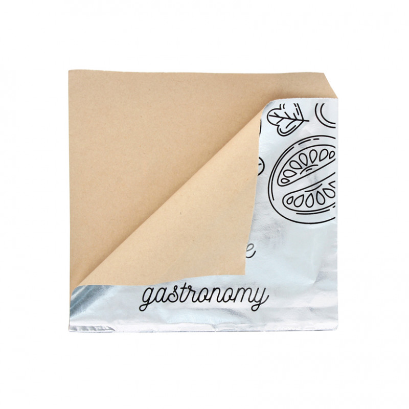 Papel anti-gordura de dupla abertura silver kraft (17x17cm)