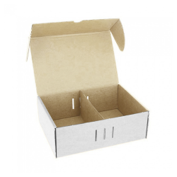 Cajas de cartón blancas microcanal medio menú (2 divisiones)