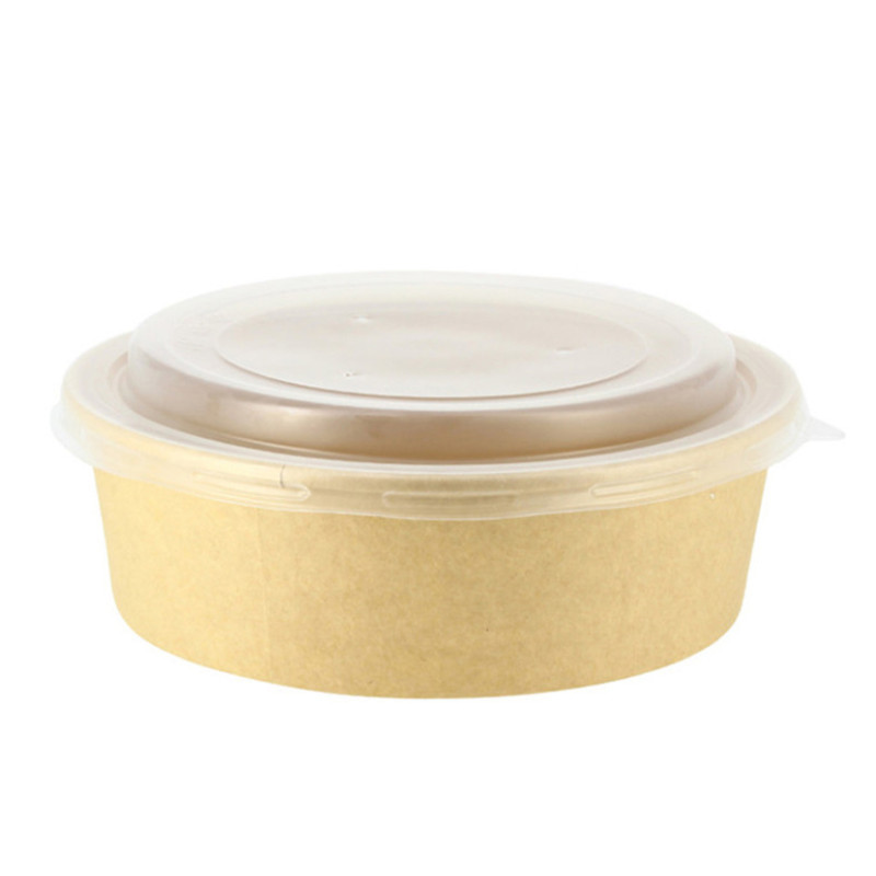 Saladeira de papel kraft com tampa PP (1000cc)