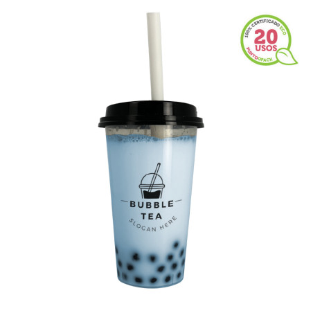 Copos reutilizáveis PP para bubble tea 480ml Personalizado 1 tinta