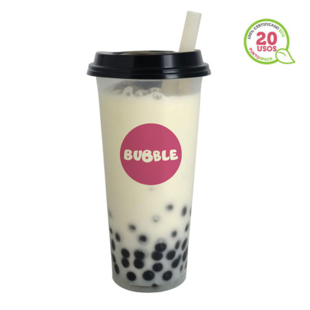 Copos reutilizáveis PP para bubble tea 650ml Personalizado 1 tinta
