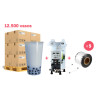 Kit de copos bubble tea 480ml, máquina e 5 rolos termoseláveis